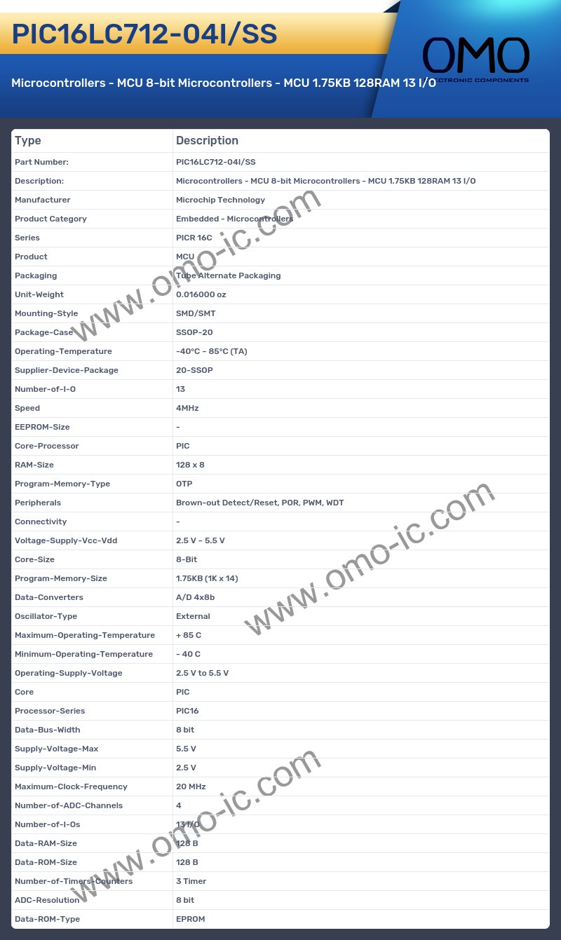 PIC16LC712-04I/SS
