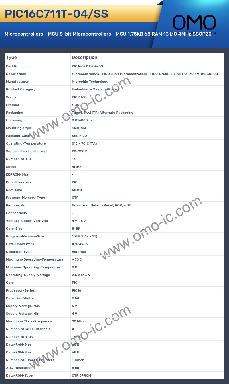 PIC16C711T-04/SS