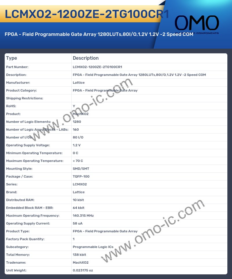 LCMXO2-1200ZE-2TG100CR1