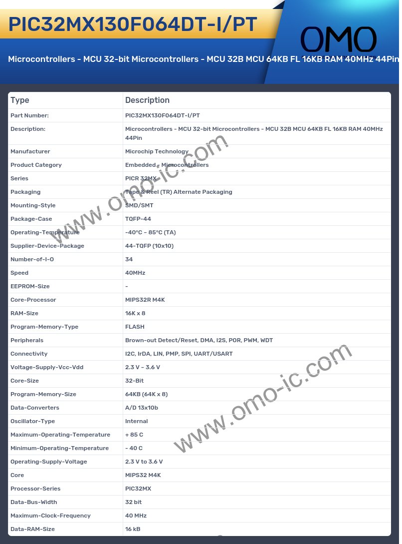 PIC32MX130F064DT-I/PT