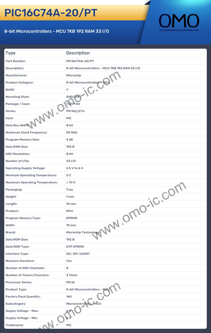 PIC16C74A-20/PT